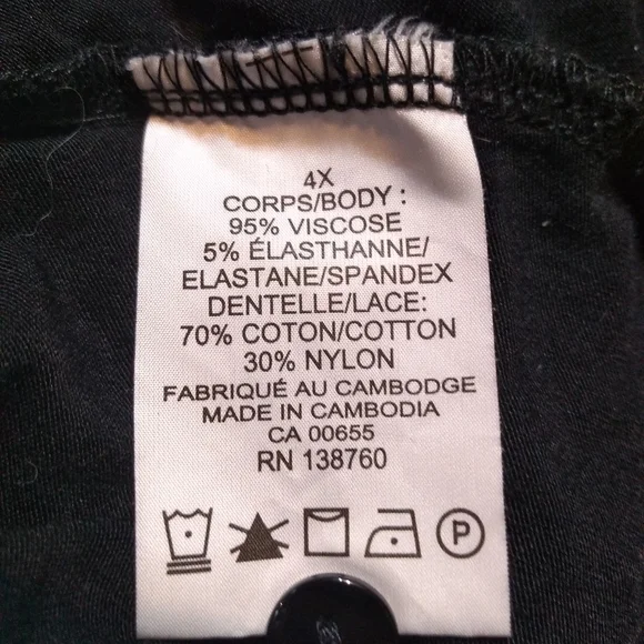 Penningtons Size 4X Black Lace Swing Tank Shirt, Sleeveless, Lined - Picture 5 of 8